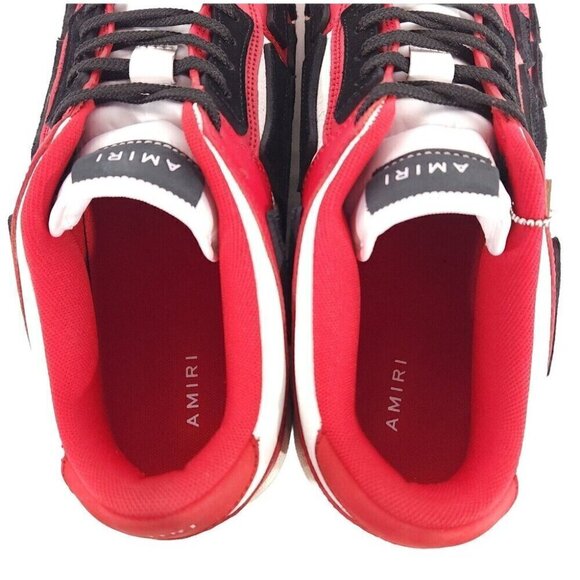 AMIRI Skel Skeleton Low-Top Leather Sneakers 48 US 15 Mens Black Red Defect New - Picture 8 of 16